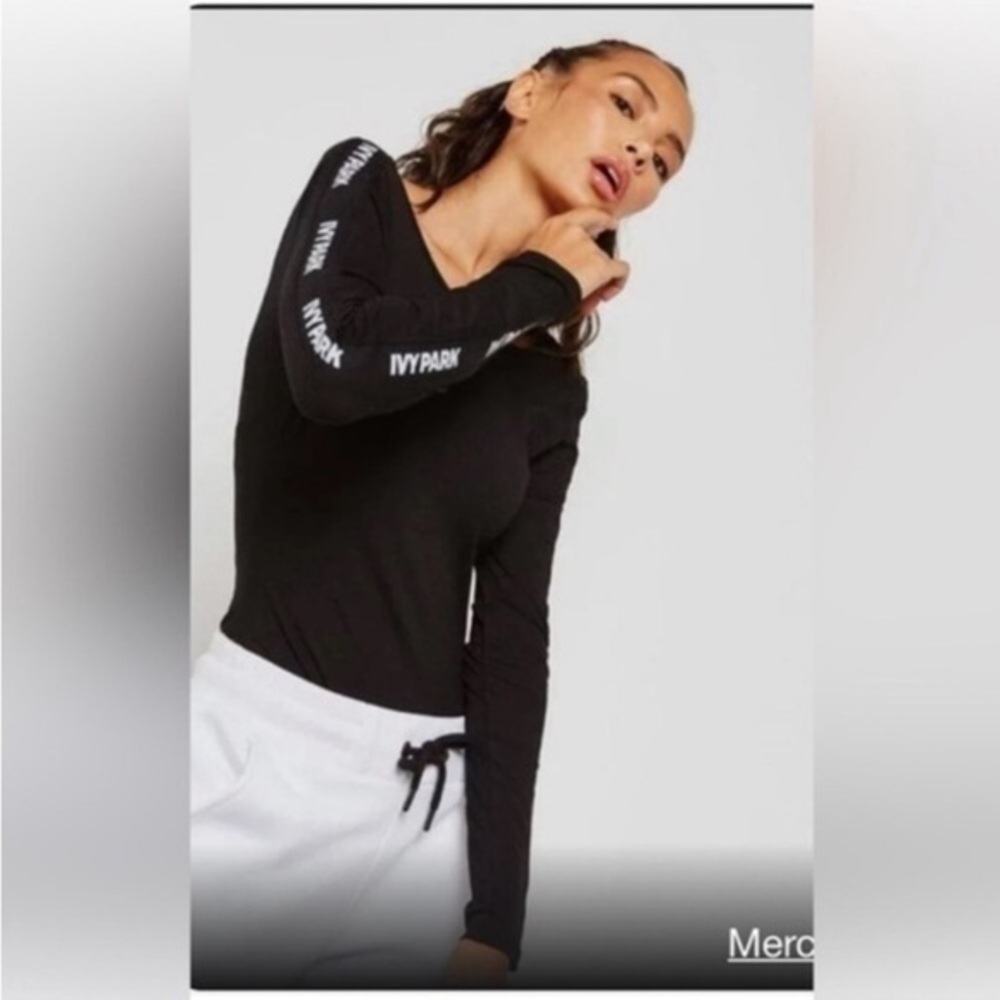 IVY PARK Bodysuit Scoop Neck Long Sleeve Black